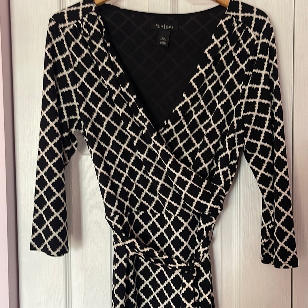 White House Black Market print dress belted size 12
